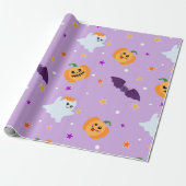 Papier Cadeau Bats fantômes d'Halloween Bats Citrouille Cadeau (Déroulé)