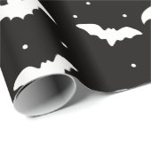 Papier Cadeau Bats noirs et blancs Halloween noir (Coin rond)
