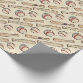 Papier Cadeau Batte de Baseball Rétro (Coin)