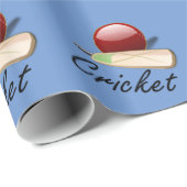 Papier Cadeau Batte et balle de cricket, design populaire (Coin rond)