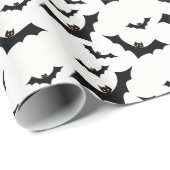 Papier Cadeau Battes noires volantes sur l'arrière - plan blanc (Coin rond)