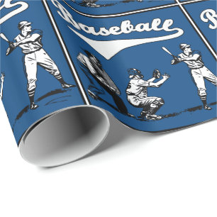 Papier Cadeau Batteur de baseball juge-arbitre cadeau bleu