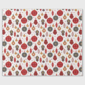 Papier Cadeau Bauble Festif Rouge et Vert Ornements Noël (Plat)