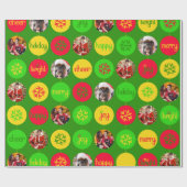 Papier Cadeau Bauble rouge vert jaune motif photo de Noël (Plat)
