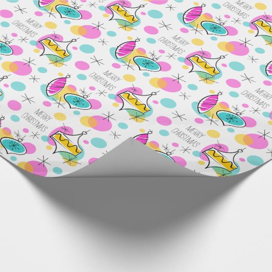 Papier Cadeau Baubles Arbre Rétro Joyeux papier d'emballage de N (Coin)