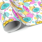 Papier Cadeau Baubles Arbre rétro Papier à emballage multiple (Coin rond)