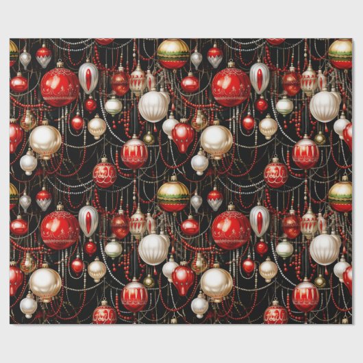 Papier Cadeau Baubles de Noël brillants 3 papier d'enveloppement (Plat)