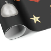 Papier Cadeau Baubles de Noël, couronne et cloches (Coin rond)