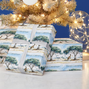 Papier Cadeau Baubles de Noël de Kangourou et Émeu sur un Gumtre