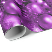 Papier Cadeau Baubles de Noël pourpres (Coin rond)