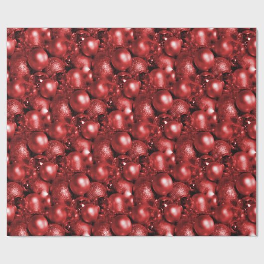 Papier Cadeau Baubles de Noël rouges (Plat)