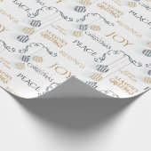 Papier Cadeau Baubles de vacances minimaux Noir et Or (Coin)