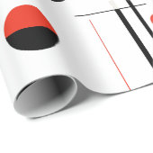 Papier Cadeau Bauhaus noir rouge formes géométriques sur blanc (Coin rond)