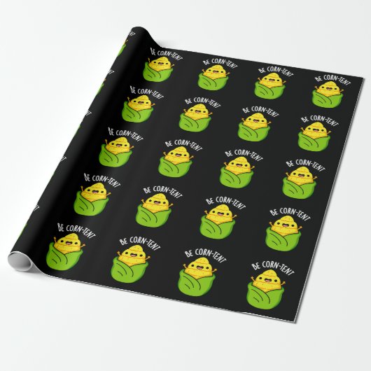 Papier Cadeau Be Corn Tente Funny Corn Pun Dark BG (Déroulé)