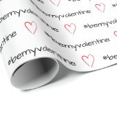 Papier Cadeau Be My Valentine Minimal Black and White (Coin rond)