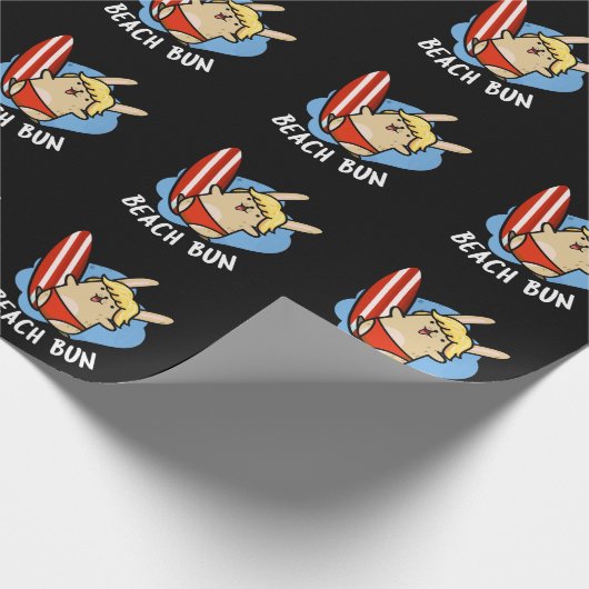 Papier Cadeau Beach Bun Funny Bunny Pun Dark BG (Coin)