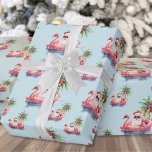 Papier Cadeau Beach Christmas Père Noël<br><div class="desc">Découvrez l'esprit des vacances avec ce papier d'emballage unique de Noël avec un Père Noël détendu en lunettes de soleil, dans un char flamand rose dans l'océan. Parfait pour envelopper les cadeaux avec des vibes de vacances sur la plage, cet article est idéal pour toute personne vivant dans des endroits...</div>