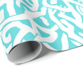 Papier Cadeau Beach Coral Reef Motif Nautique Blanc Bleu (Coin rond)