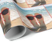 Papier Cadeau Beach Flip-flops with Red Sunglasses (Coin rond)