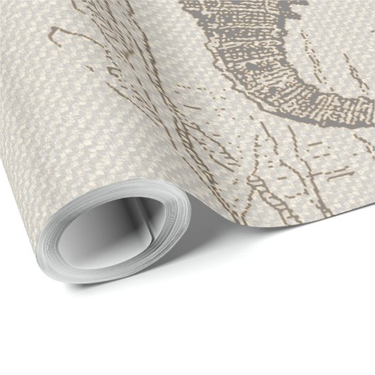 Papier Cadeau Beach House Seahorse Seashore (Coin rond)