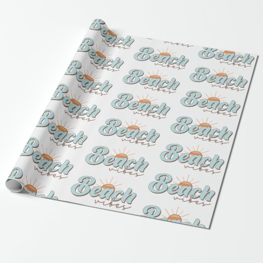 Papier Cadeau Beach Vibes Retro Summer Sun Motif (Déroulé)