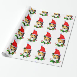 Papier Cadeau Beagle À Santa Hat Noël