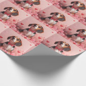 Papier Cadeau Beagle avec Rose - Saint Valentin (Coin)