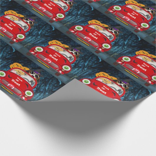 Papier Cadeau Beagle Chien Conduite voiture effrayant (Coin)