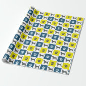 Papier Cadeau Beagle Chien Jaune & Noir Grille Papier à envelopp (Déroulé)