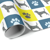 Papier Cadeau Beagle Chien Jaune & Noir Grille Papier à envelopp (Coin rond)
