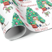 Papier Cadeau Beagle chien Motif de Noël (Coin rond)