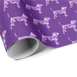 Papier Cadeau Beagle Chien Silhouette couleur violet cadeau