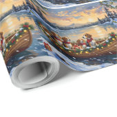 Papier Cadeau Beagle Christmas Boat Holiday (Coin rond)