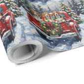 Papier Cadeau Beagle Christmas Red Truck Holiday (Coin rond)