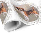 Papier Cadeau Beagle dans un cadre champêtre (Coin rond)