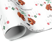 Papier Cadeau Beagle de Noël (Coin rond)