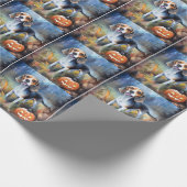 Papier Cadeau Beagle d'Halloween avec peur Citrouille (Coin)