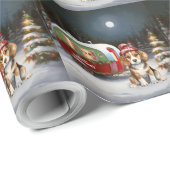 Papier Cadeau Beagle d'hiver Caravan Christmas Adventure (Coin rond)