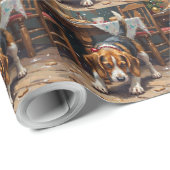 Papier Cadeau Beagle Dog Tracking Gingerbread Christmas Fun Art (Coin rond)