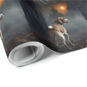 Papier Cadeau Beagle Halloween effrayant (Coin rond)