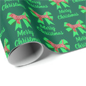 Papier Cadeau Beagle Hound Joyeux Noël Chien & Bow Green (Coin rond)