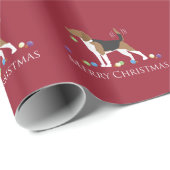 Papier Cadeau Beagle Joyeux Noël Design (Coin rond)