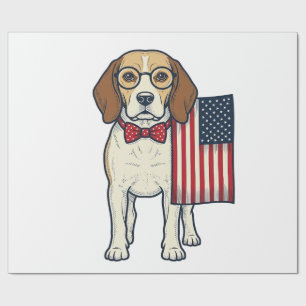Papier Cadeau Beagle patriotique avec drapeau vintage vector art