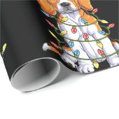 Papier Cadeau Beagle Père Noël Noël Arbre Lumières Noël Cadeaux  (Coin rond)