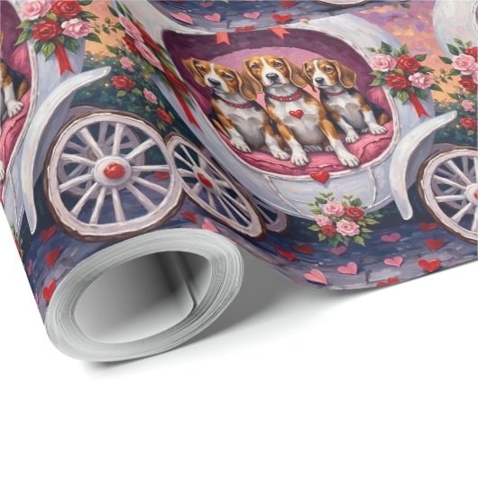 Papier Cadeau Beagles Dog Valentine's Day  (Coin rond)