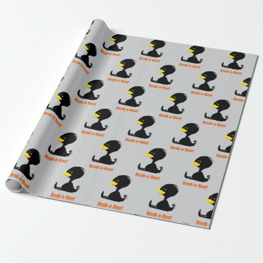Papier Cadeau Beak-a-Boo! Cute Cartoon Duck with Funny Pun (Déroulé)