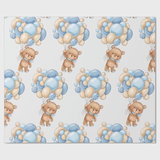 Papier Cadeau Bear Balloon Boy Cute Wrapper Papier (Plat)