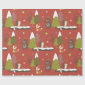 Papier Cadeau Bear mignonne, Fox, et Hérisson Enfants Vacances a (Plat)