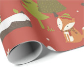 Papier Cadeau Bear mignonne, Fox, et Hérisson Enfants Vacances a (Coin rond)