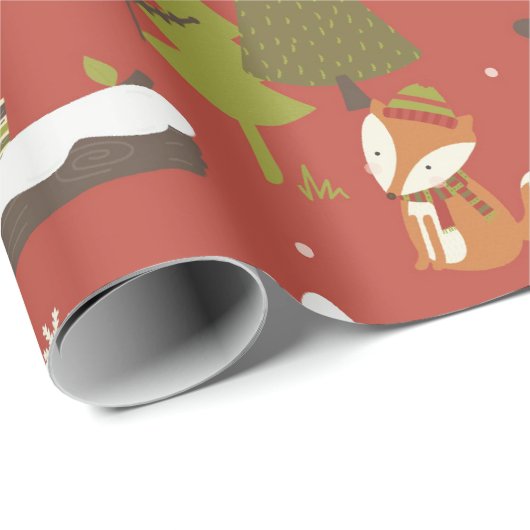 Papier Cadeau Bear mignonne, Fox, et Hérisson Enfants Vacances a (Coin rond)